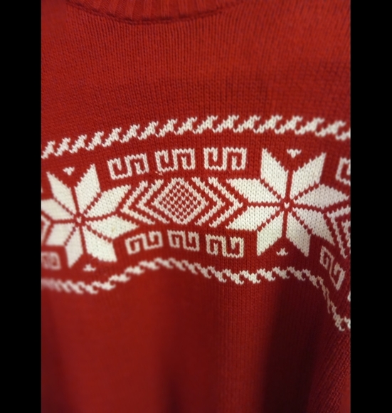 CHAPS Est. 1978 Sweater Red White Holiday Flower Etchings  Size XL/TG - Picture 2 of 8